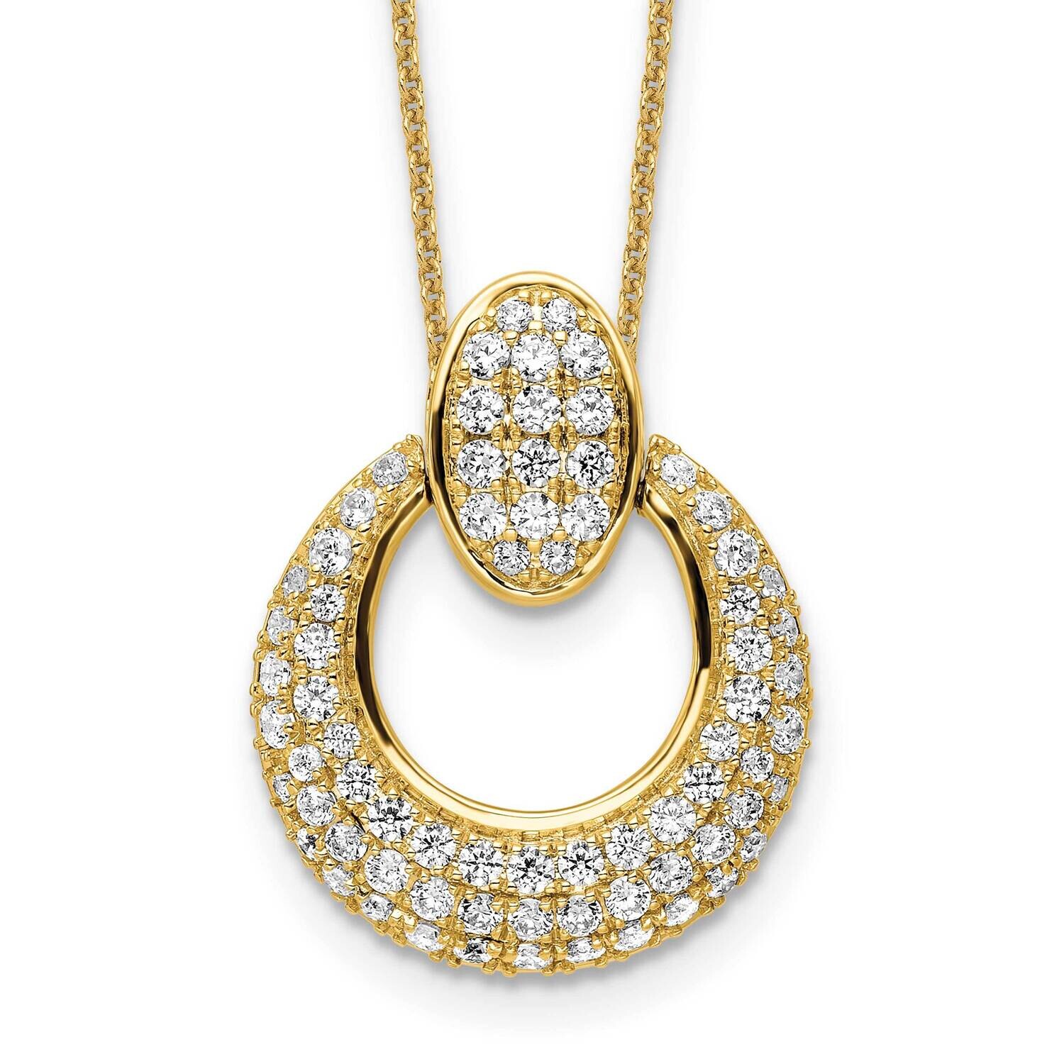 True Origin 1 1/6 Carat Diamond Vs/Si D E F Fancy Circle 18 Inch Necklace 14k Gold PM8606-115-YLD, …