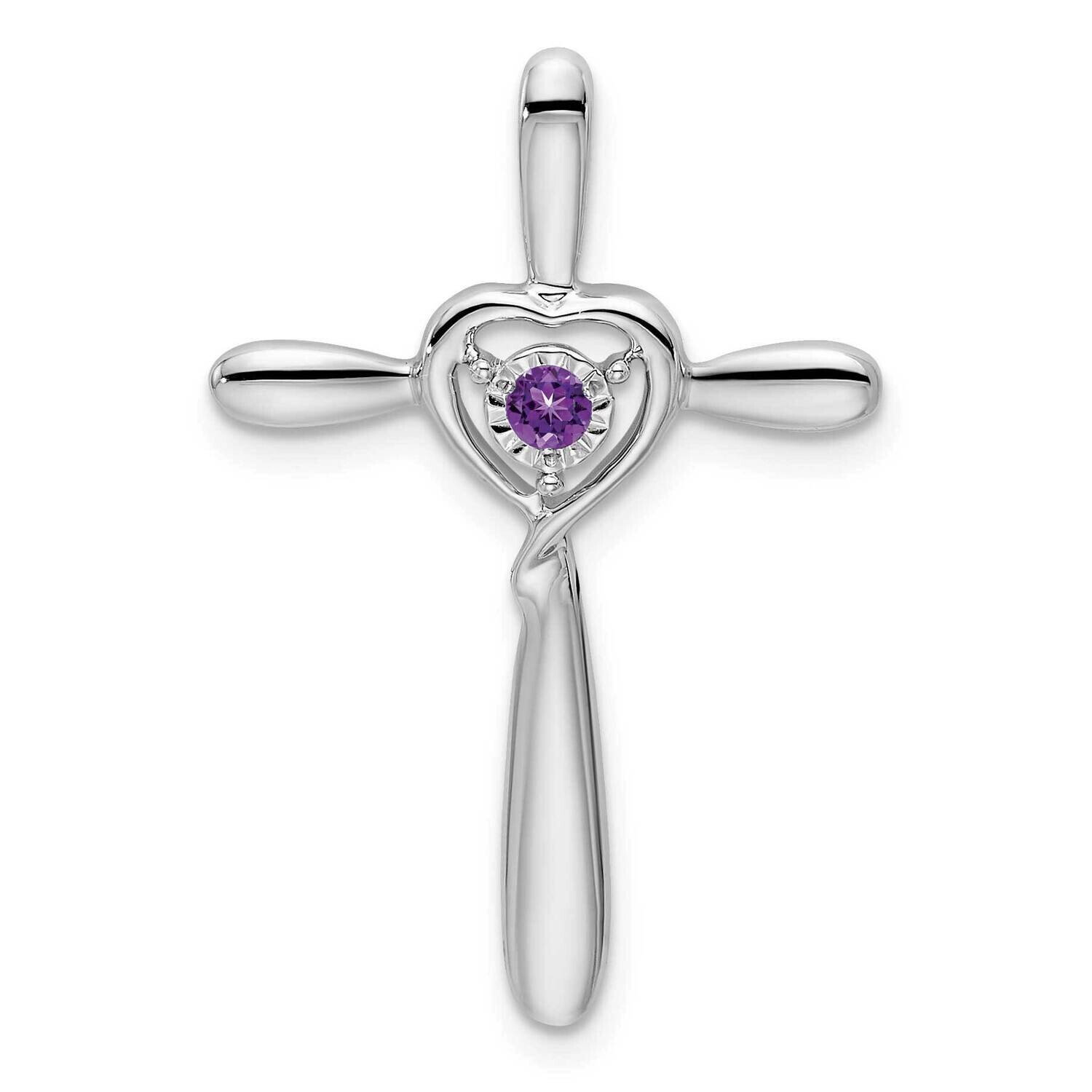 Amethyst Cross Heart Chain Slide 10k White Gold PM7408-AM-1W, MPN: PM7408-AM-1W,