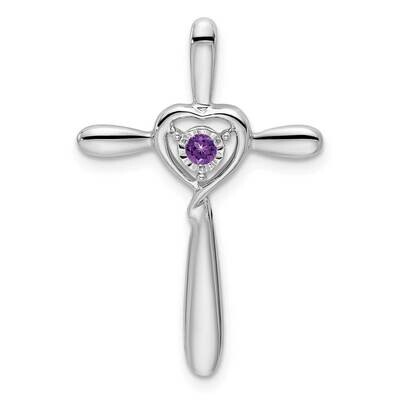 Amethyst Cross Heart Chain Slide 10k White Gold PM7408-AM-1W, MPN: PM7408-AM-1W,