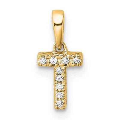 Diamond Letter T Initial Bail Pendant 10k Gold PM9797T-004-1YA, MPN: PM9797T-004-1YA,