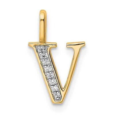 Diamond Letter V Initial Pendant 14k Gold PM8365V-003-YA, MPN: PM8365V-003-YA,