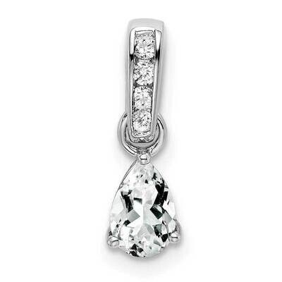 Pear White Topaz Diamond Pendant 10k White Gold PM7409-WT-005-1WA, MPN: PM7409-WT-005-1WA,