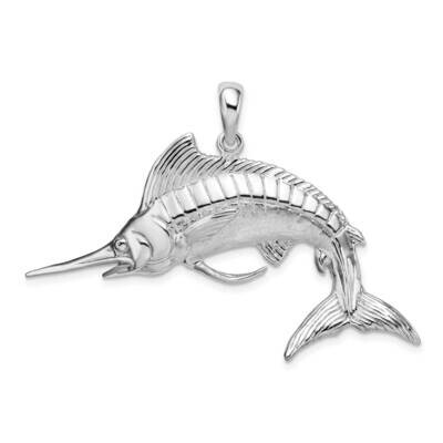 Satin 3D White Marlin Pendant Sterling Silver Polished QC10145, MPN: QC10145, 637218167548