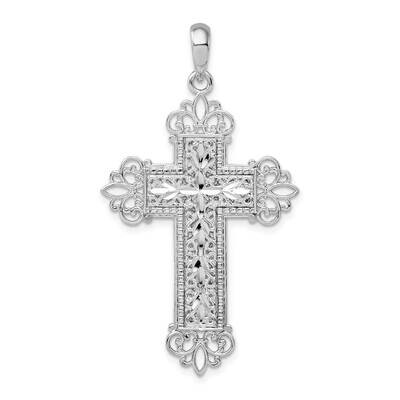 Diamond-Cut Filigree Fleur De Lis Cross Pendant Sterling Silver QC10194, MPN: QC10194, 637218169627