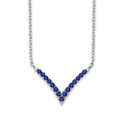Sapphire 18 Inch V-Necklace 14k White Gold PM7255-SA-W, MPN: PM7255-SA-W, 883957763736