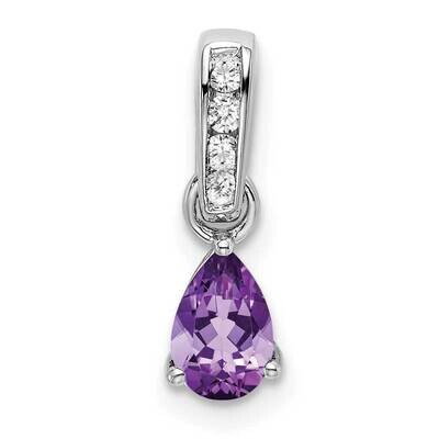 Pear Amethyst Diamond Pendant 10k White Gold PM7409-AM-005-1WA, MPN: PM7409-AM-005-1WA,