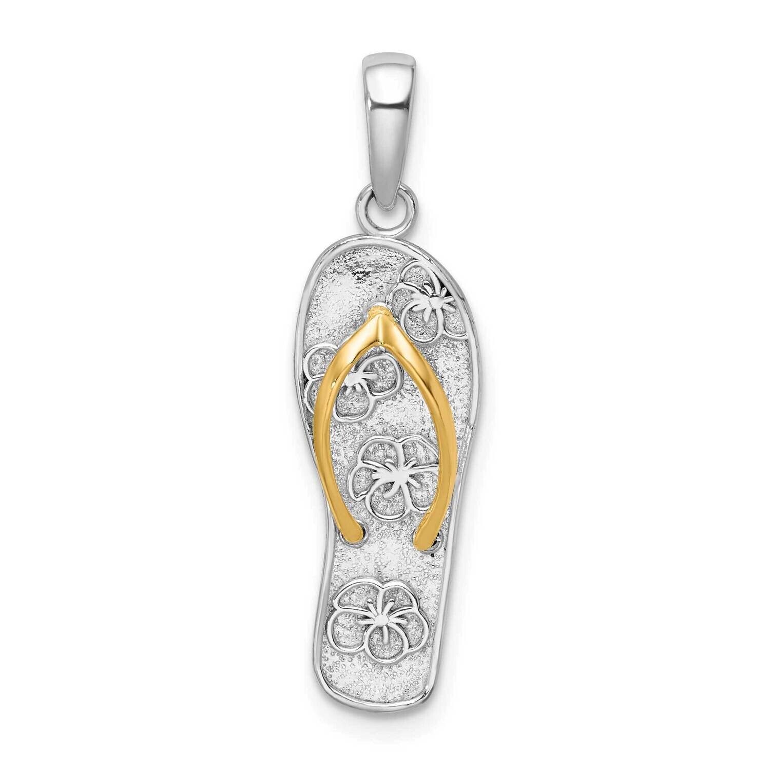 3D Floral Flip-Flop 14K Straps Pendant Sterling Silver Polished QC10818G, MPN: QC10818G, 6372181512…