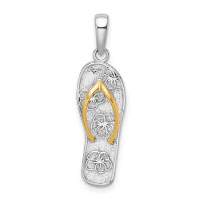 3D Floral Flip-Flop 14K Straps Pendant Sterling Silver Polished QC10818G, MPN: QC10818G, 6372181512…