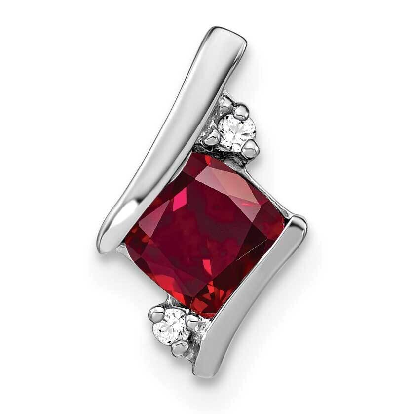 Cushion Cr. Ruby Diamond Chain Slide 10k White Gold PM7398-CRU-002-1WA, MPN: PM7398-CRU-002-1WA,