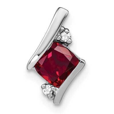 Cushion Cr. Ruby Diamond Chain Slide 10k White Gold PM7398-CRU-002-1WA, MPN: PM7398-CRU-002-1WA,
