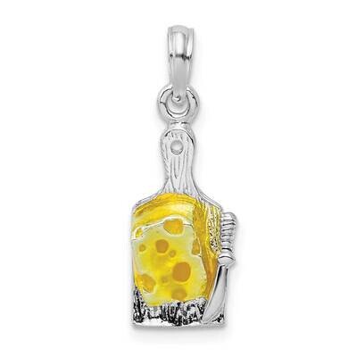 Enameled Cheese Board Knife Pendant Sterling Silver Polished QC10737, MPN: QC10737, 637218185382