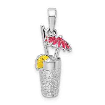 3D Enameled Cocktail Drink Pendant Sterling Silver Polished QC10647, MPN: QC10647, 637218144617