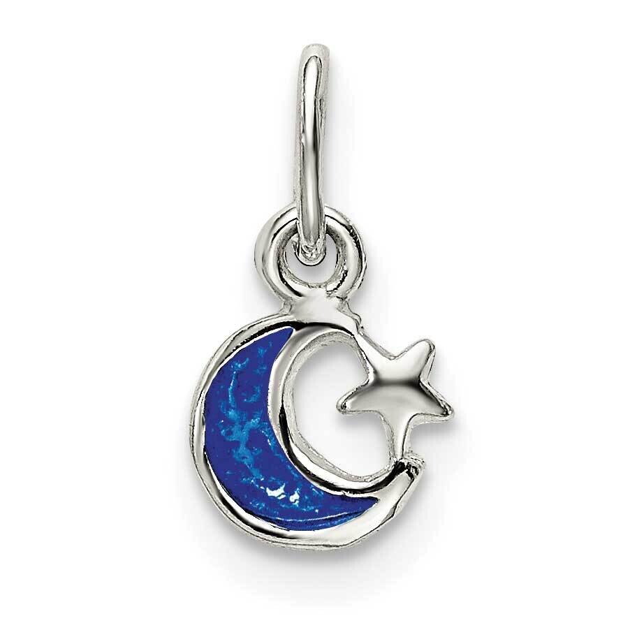 Enameled Blue Moon Star Charm Sterling Silver QC9764