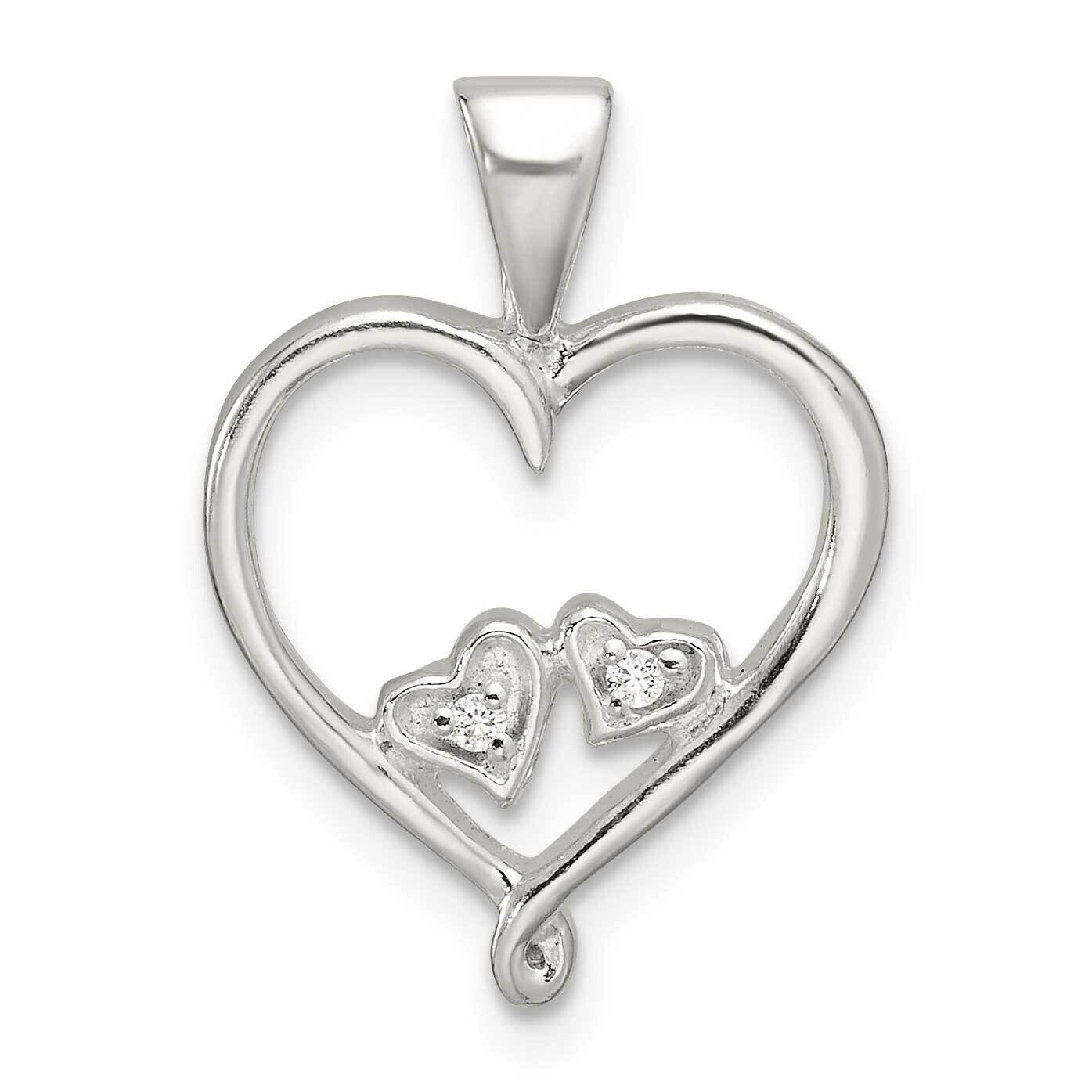 CZ Open Heart Pendant Sterling Silver Polished QC11284, MPN: QC11284,