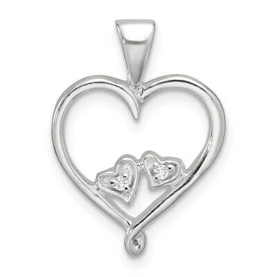 CZ Open Heart Pendant Sterling Silver Polished QC11284, MPN: QC11284,