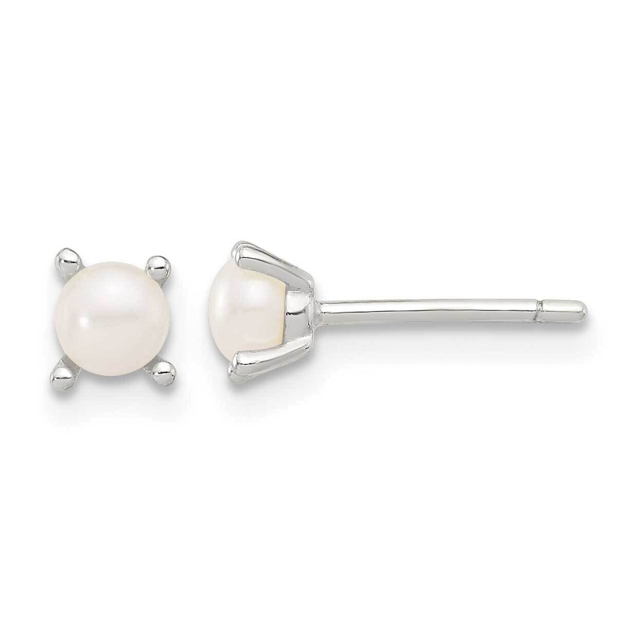 E-Coating 4mm Fwc Pearl Post Earrings Sterling Silver QE17210, MPN: QE17210,