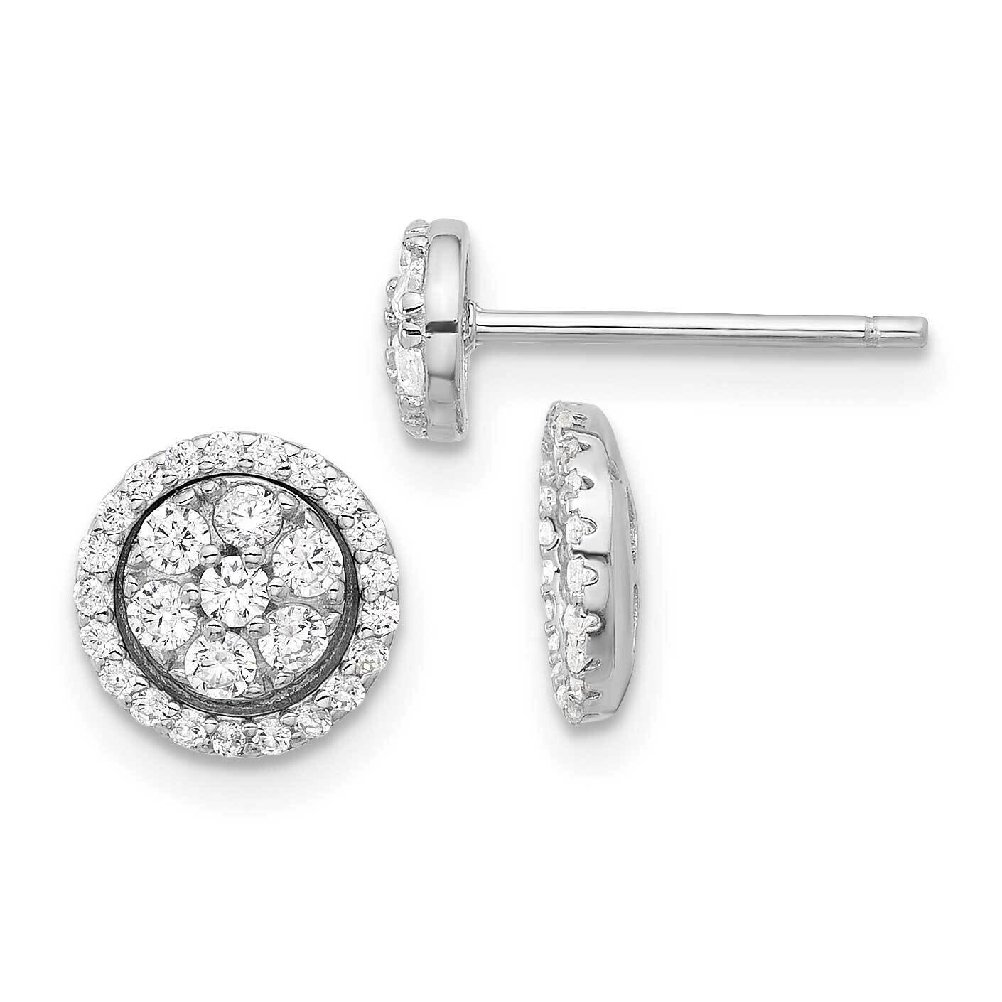 CZ Cluster Halo Jacket Post Earrings Sterling Silver Rhodium-Plated QE17460, MPN: QE17460,