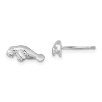 Mini Manatee Post Earrings Sterling Silver Polished QE15505, MPN: QE15505, 883957835471