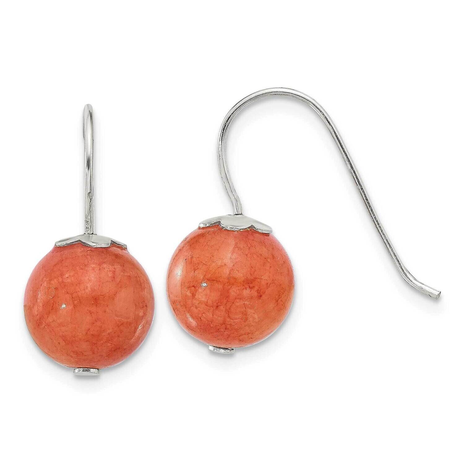 10mm Orange Quartz Dangle Earrings Sterling Silver Polished QE17314, MPN: QE17314,