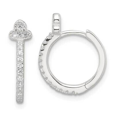E-Coating Fancy CZ Hinged Hoop Earrings Sterling Silver QE17190, MPN: QE17190,