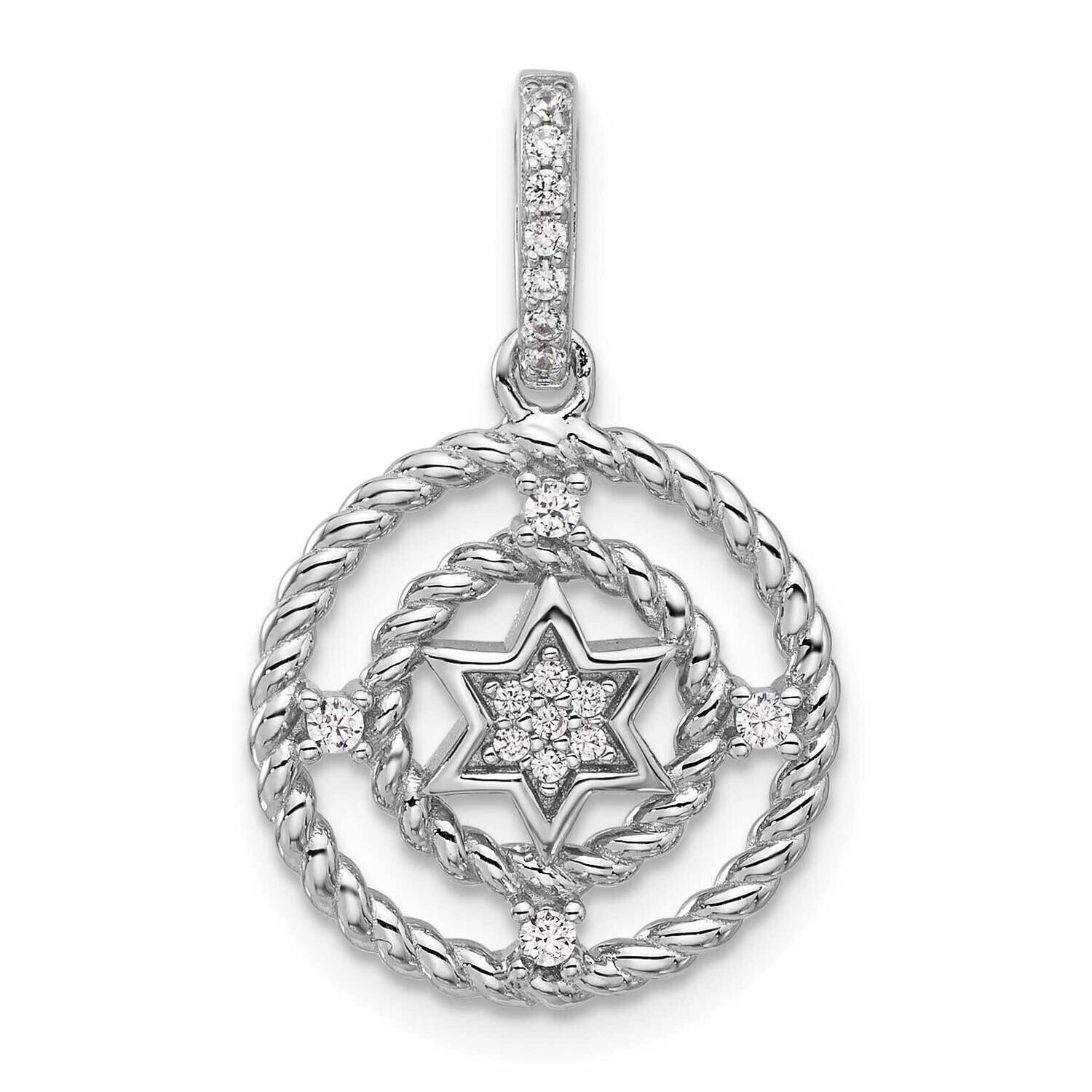 Fancy CZ Circle Star Pendant Sterling Silver Rhodium-Plated QC11311, MPN: QC11311,