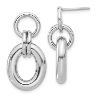 Hollow Link Post Dangle Earrings Sterling Silver Rhodium-Plated QE17040, MPN: QE17040,