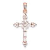 Rose-Tone CZ Cross Pendant Sterling Silver QC11418, MPN: QC11418,