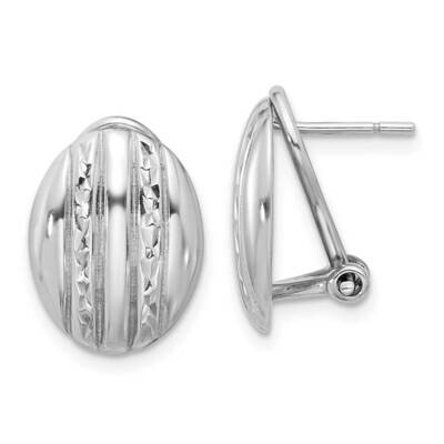 Rh-Plated Polished Textured Oval Omega Back Earrings Sterling Silver QE16939, MPN: QE16939,