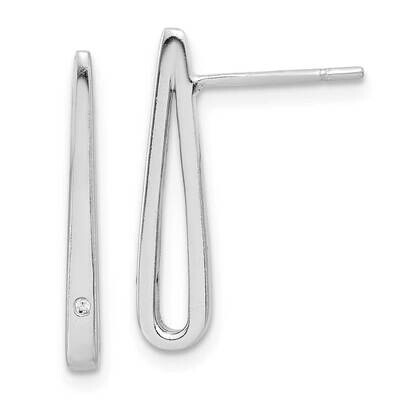 Polished CZ Teardrop Post Earrings Sterling Silver Rhodium-Plated QE17045, MPN: QE17045,