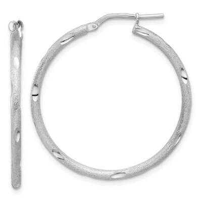 Satin Polished Diamond-Cut Hoop Earrings Sterling Silver Rhodium-Plated QE16803, MPN: QE16803,