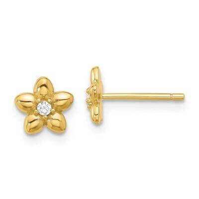 Gold-Tone CZ Flower Stud Post Earrings Sterling Silver QE17624, MPN: QE17624,