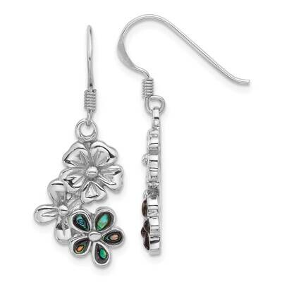 Polished Abalone Trio Flower Earrings Sterling Silver Rhodium-Plated QE17639, MPN: QE17639,