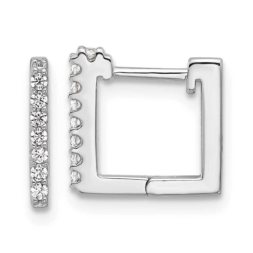Cheryl M Brilliant-Cut CZ Square Hinged Post Hoop Earrings Sterling Silver Rhodium-Plated QCM1579, …