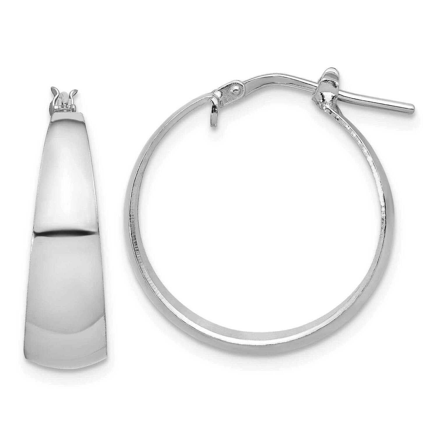 Rh-Plated Polished Tapered Round Large Hoop Earrings Sterling Silver QE16900