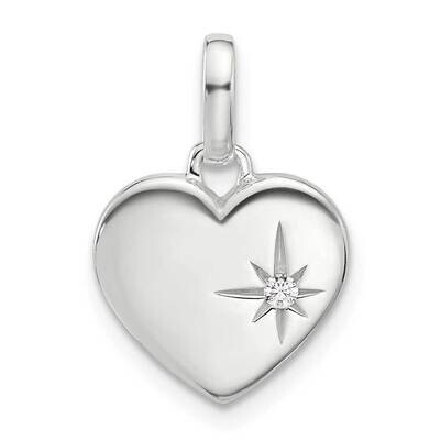 E-Coated CZ Heart Pendant Sterling Silver QC11266, MPN: QC11266,
