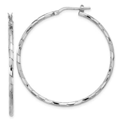 Polished Textured 1.60mm Hoop Earrings Sterling Silver Rhodium-Plated QE16792, MPN: QE16792,