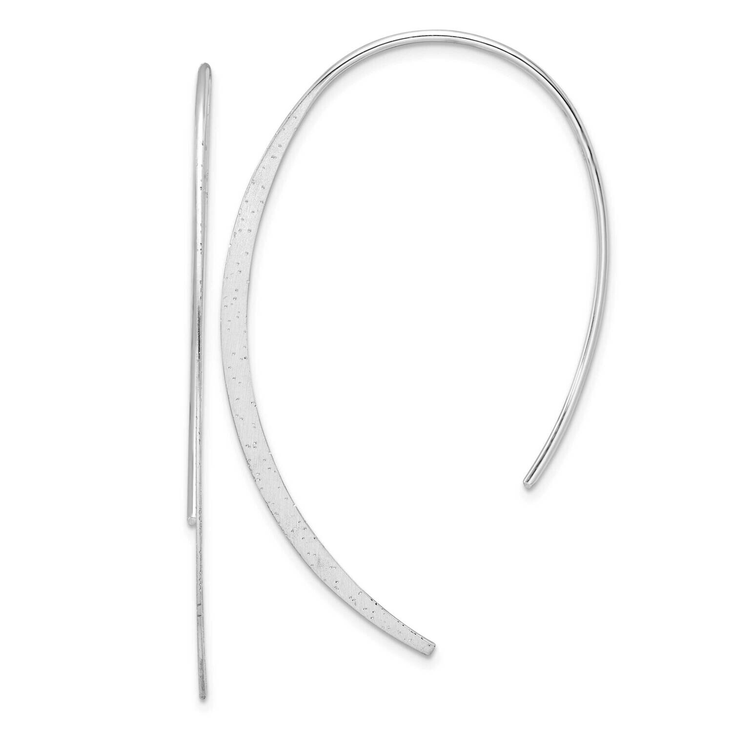 Brushed Lasered Threader Earrings Sterling Silver Rhodium-Plated QE17055, MPN: QE17055,