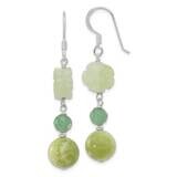 Aventurine &amp; Jade Flower Dangle Earrings Sterling Silver Polished QE17349, MPN: QE17349,