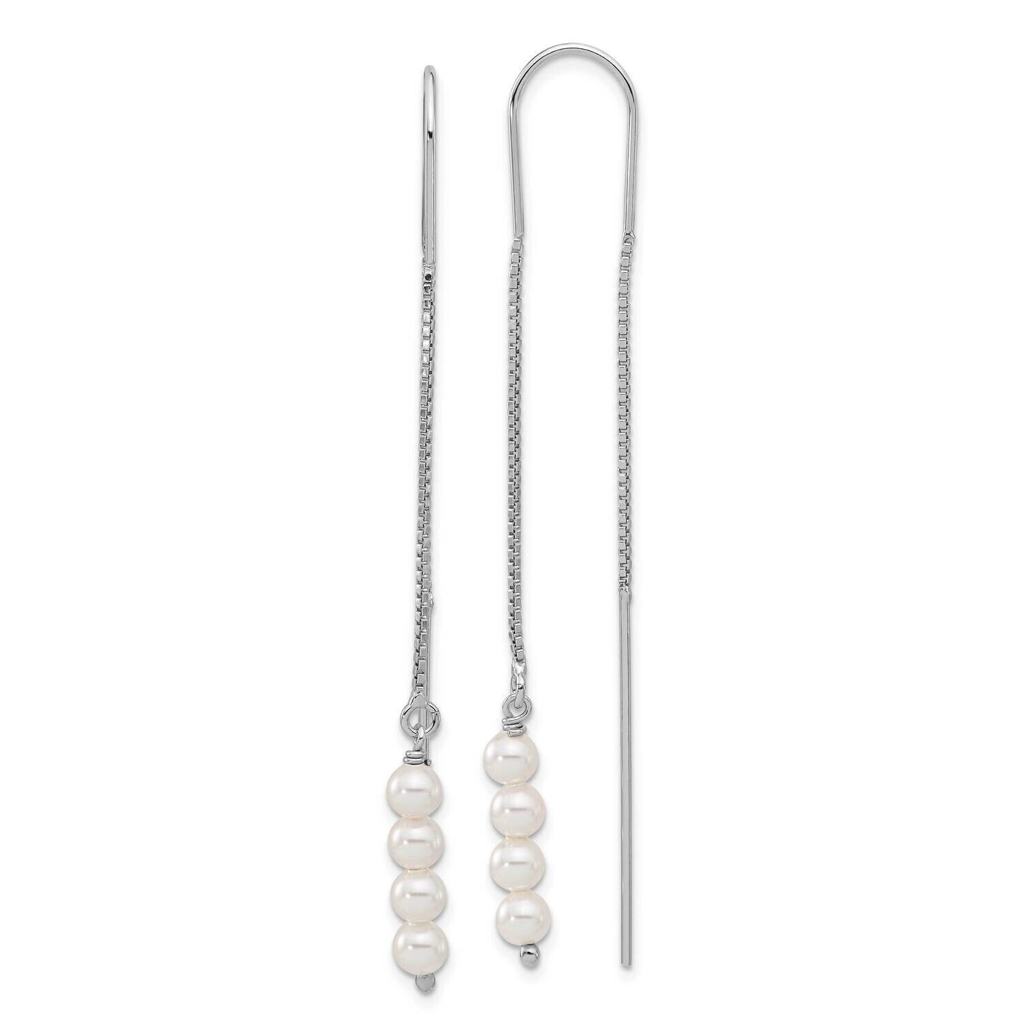 Freshwater Cultured Pearl Threader Earrings Sterling Silver Rhodium-Plated QE17062, MPN: QE17062,