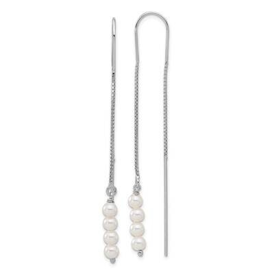 Freshwater Cultured Pearl Threader Earrings Sterling Silver Rhodium-Plated QE17062, MPN: QE17062,