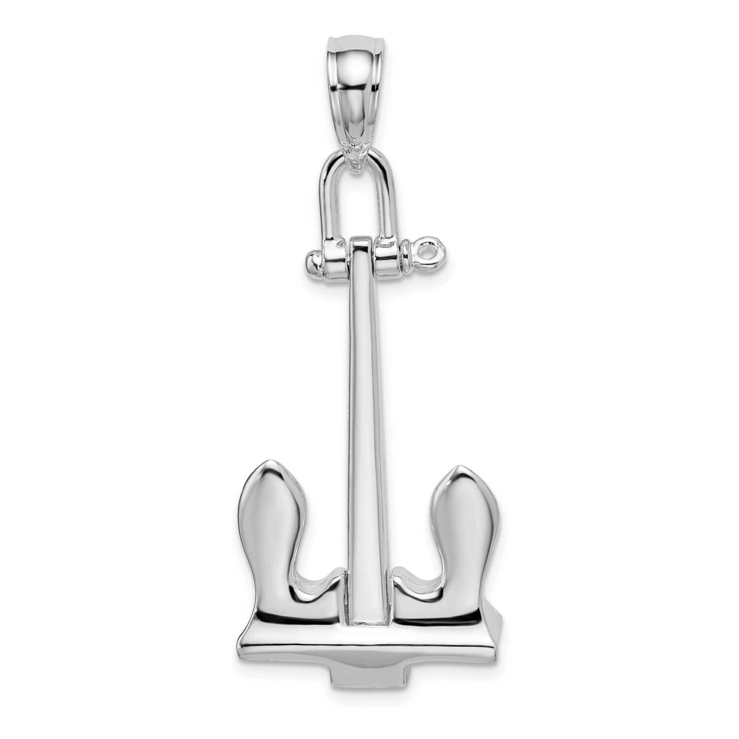 3D Moveable Navy Anchor Pendant Sterling Silver Polished QC9963, MPN: QC9963, 637218151752