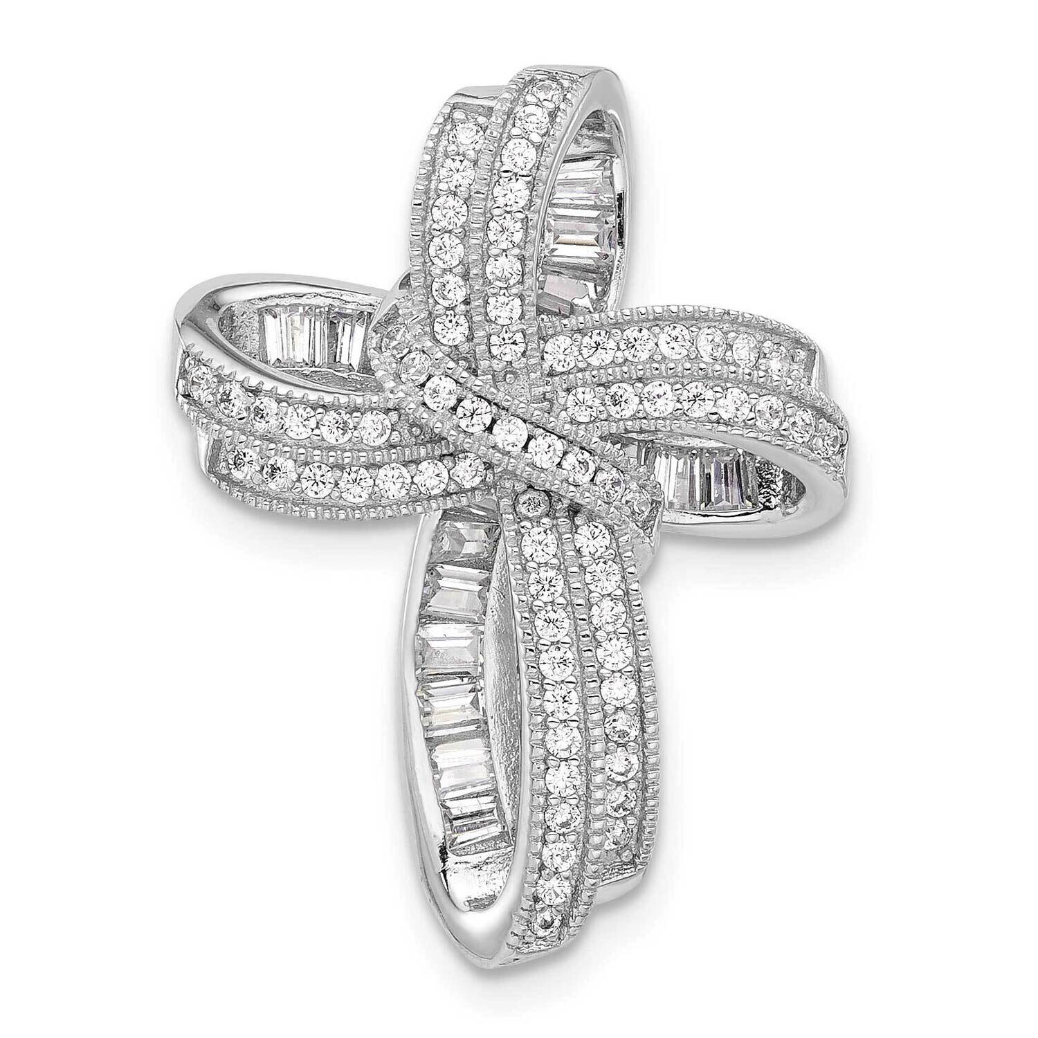 Fancy CZ Cross Pendant Slide Sterling Silver Rhodium-Plated QC11442 by Men&#39;s Jewelry and Accessorie…