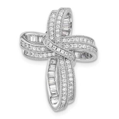 Fancy CZ Cross Pendant Slide Sterling Silver Rhodium-Plated QC11442 by Men&#39;s Jewelry and Accessorie…