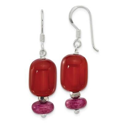 Carnelian Recon Serpentine Crystal Earrings Sterling Silver QE16659, MPN: QE16659,
