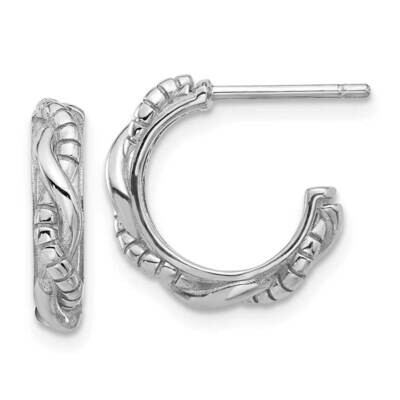 Textured Twisted C-Hoop Earrings Sterling Silver Rhodium-Plated QE17007, MPN: QE17007,