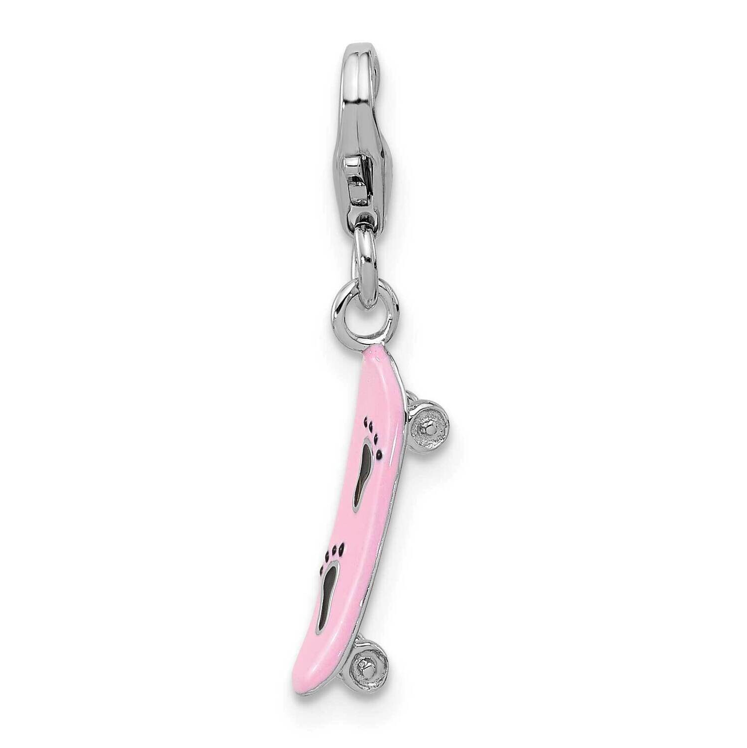 Amore La Vita Rhod-Plated Enameled 3-D Skate Board Charm Sterling Silver QCC1274, MPN: QCC1274,