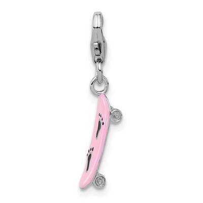 Amore La Vita Rhod-Plated Enameled 3-D Skate Board Charm Sterling Silver QCC1274, MPN: QCC1274,