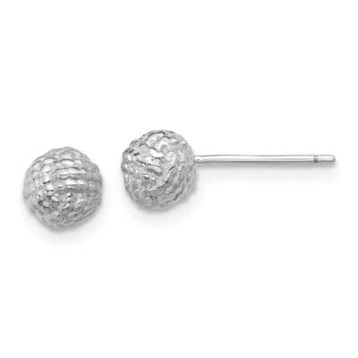 Rh-Plated Polished Textured 6mm Love Knot Post Earrings Sterling Silver QE17469, MPN: QE17469,