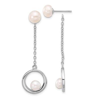 5-7mm Fwc Pearl Post Dangle Earrings Sterling Silver Rhodium-Plated QE17222, MPN: QE17222,