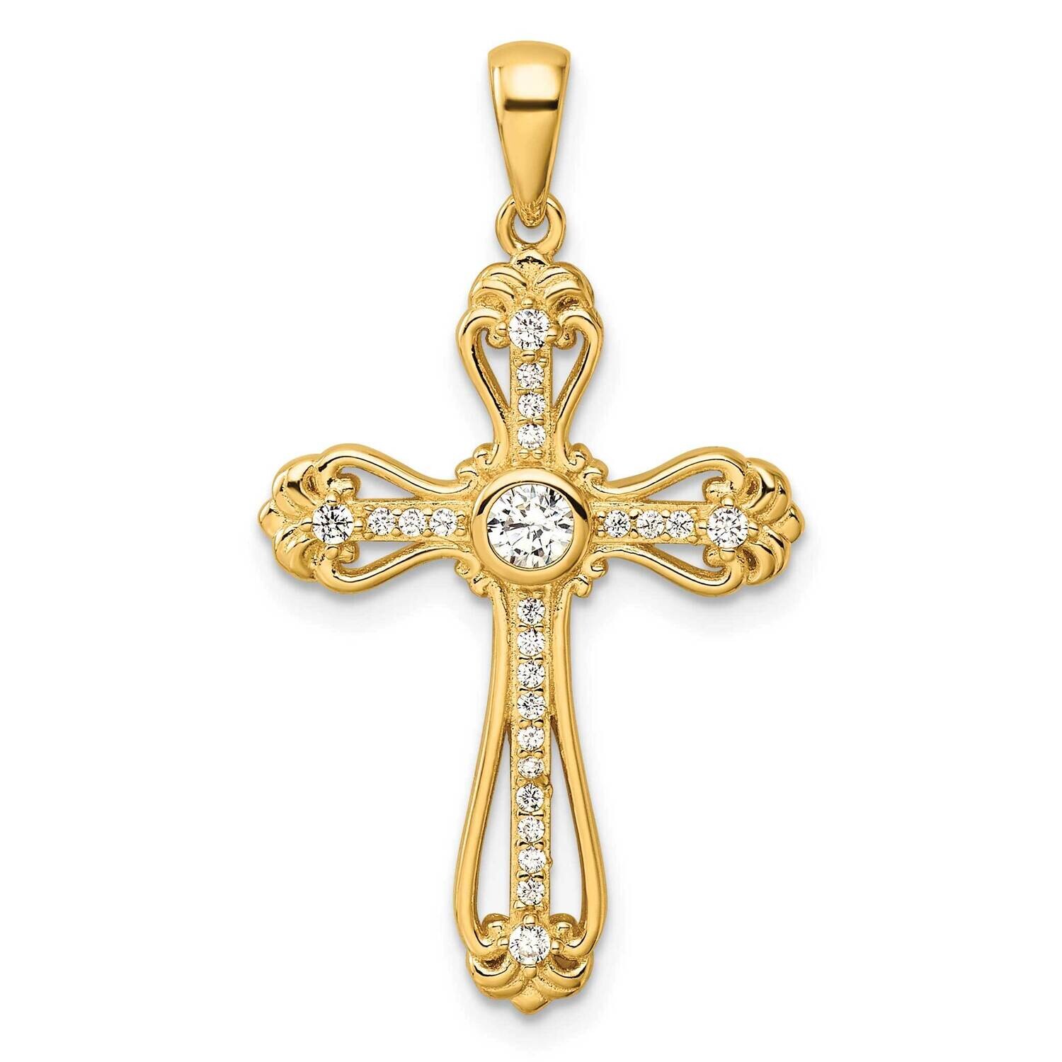 Gold-Plated CZ Cross Pendant Sterling Silver QC11411GP by Men&#39;s Jewelry and Accessories, MPN: QC114…